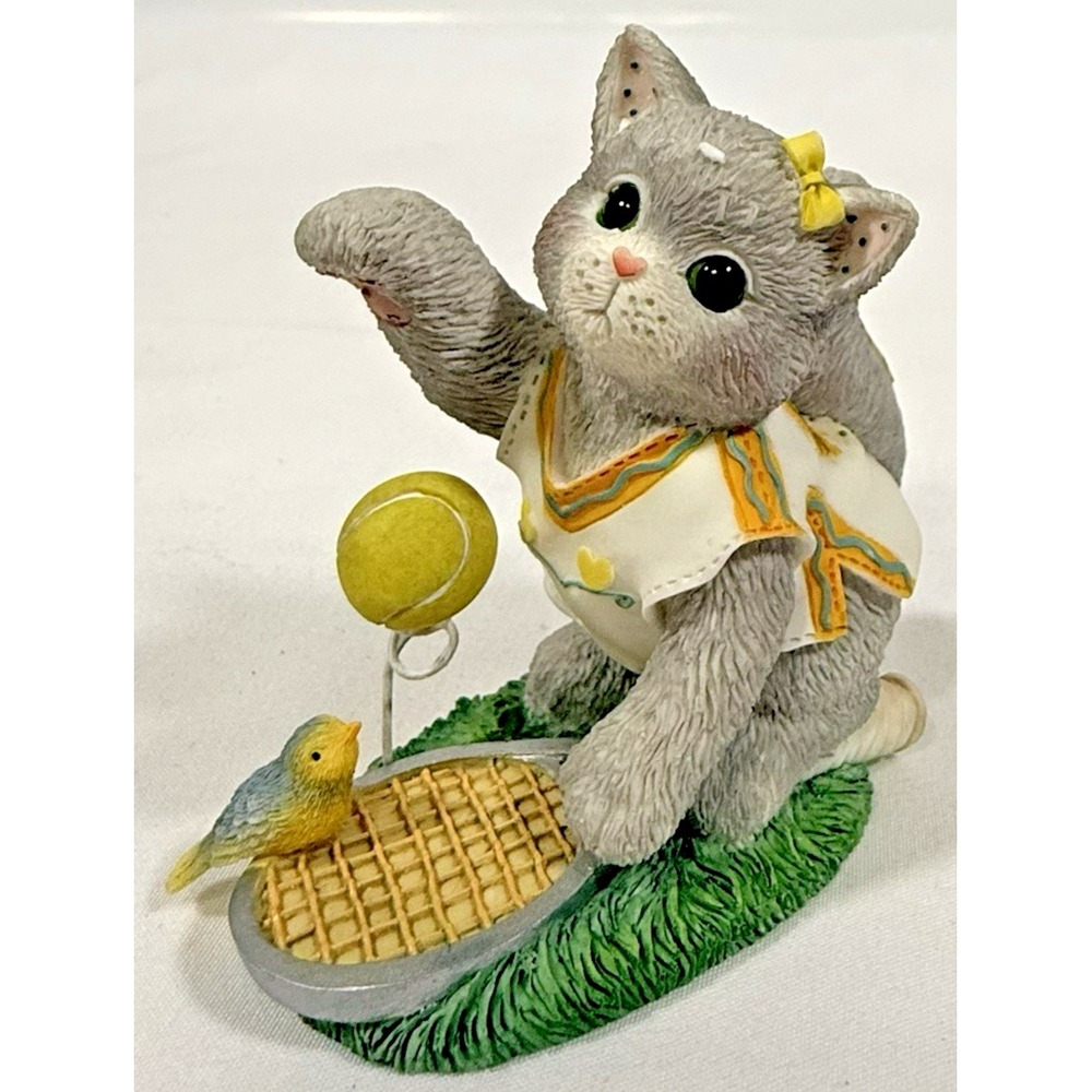 Calico Kittens Figurine Gray We're A Perfect Match Tennis 454656 1998